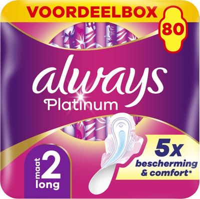 Always Platinum Long - Maat 2 - Maandverband Met Vleugels - 80 stuks