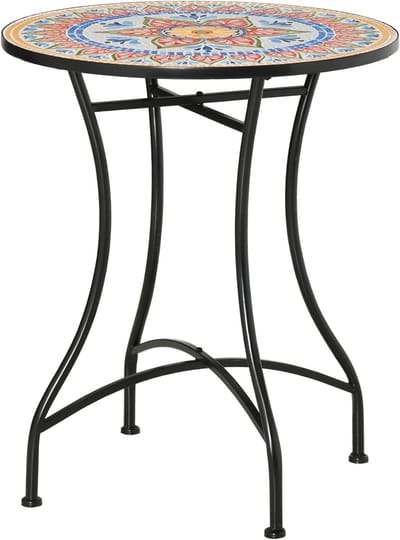 ECTEATOY® Ronde Mosaïek Tuintafel Ø 60 cm - Bistrotafels - Weerbestendige Balkontafel en Bijzettafel voor Buiten
