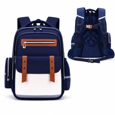 Schooltas voor Basisschoolleerlingen - Gewichtsverlagende Kinderrugzak - Grote Capaciteit voor Jongens & Meisjes - Blauw - 1 Stuk