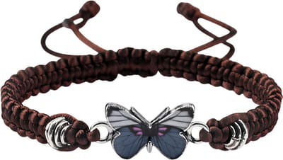 Trendy grijze vlinder armband - Klassieke bruin gevlochten touw armband voor dames en heren - Handgemaakte verstelbare armband - Minimalistische armband als stijlvol cadeau