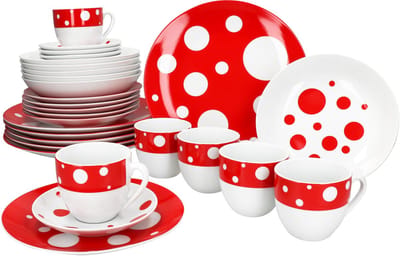 MamboCat 30-delig PULA RED porseleinen combinatieservies 6 personen