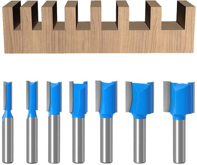 Allecto - Router Cutter Set - 7-delige Houtfrezen - 8 mm Schacht - Groef- en Kantfrezen - Voor Precisiewerk - Geschikt voor Houtbewerking