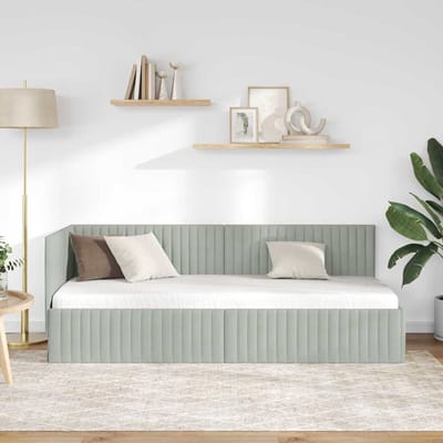 vidaXL - Hoek - Bed - Frame - Lichtgrijs - 80 - x - 200 - cm - Fluweel