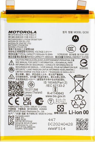 Motorola, Interne Batterij voor Motorola Edge 50 Fusion 5000mAh QC50 Origineel, Wit