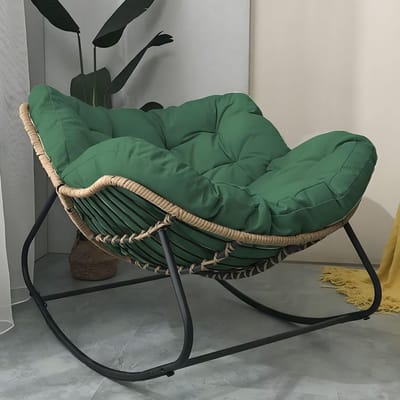 Gepolsterte Schommelstoel - Loungestoel Tuinstoel - Buiten Ontspannen - Stalen Frame - Extra Groot - Groen