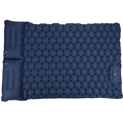 Dubbele opblaasbare kampeerslaapmat met kussen, ergonomisch ontwerp, waterdichte nylon kampeermat blue