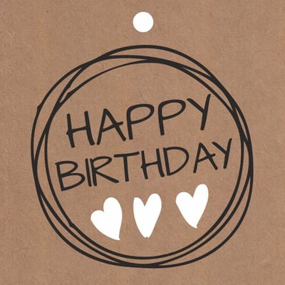Luxe Bloemenkaartjes - Wenskaarten - Cadeaukaart - Bruin - Happy Birthday - 7x7cm - 20 Stuks - Met Boorgaatje