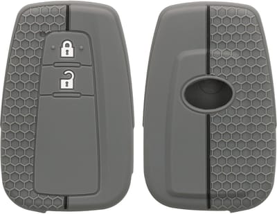 kwmobile autosleutel hoesje geschikt voor Toyota 2-knops autosleutel Smart Key hoes - Siliconen autosleutel behuizing - Auto sleutel case met honingraat - Sleuteletui in grijs / zwart
