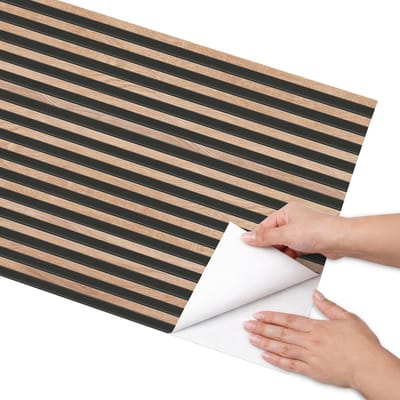 Coloray Meubel Wrap Folie - Bruin Meubelfolie - 50x100 cm - Decoratiefolie Verticale lamellen - Meubel Wrap Folie - Minimalist Meubelfolie - Plakfolie Meubels - Keuken decoratie - Texturen