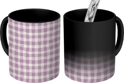 Magische Mok - Foto op Warmte Mokken - Koffiemok - Pastel - Paars - Patronen - Magic Mok - Beker - 350 ML - Theemok
