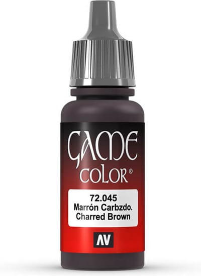 Vallejo Hobbyverf Acrylverf - 72045 Game Color - Charred Brown - Acryl - Verf flesje - 18 ml