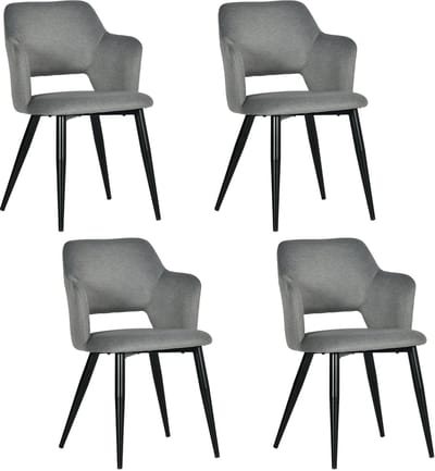 Eetkamerstoelen - Set van 4 Scandinavische Stof & Metaal - Lichtgrijs
