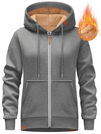 Warme fleece hoodie voor dames - lange mouwen, casual met zakken