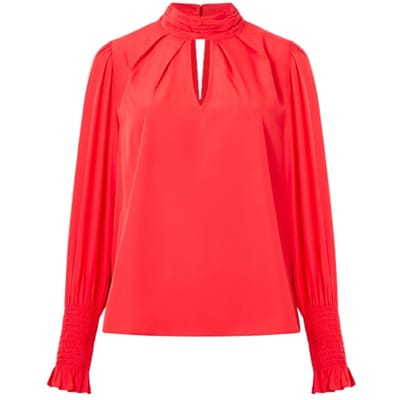 French Connection Crepe Light Keyhole Ls Red Size: 6 | Blouses Outlet | Dames | Rood