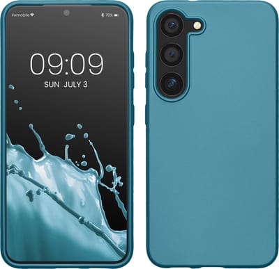 kwmobile telefoonhoesje geschikt voor Samsung Galaxy S23 - Hoesje voor smartphone - Back cover in Metallic carabisch blauw