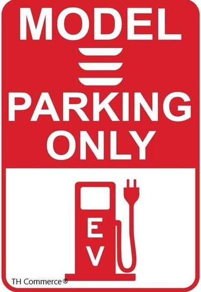 Metalen Decoratie Wandbord - parkeren alleen elektrische auto - Parking - vintage - retro - 1939