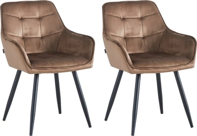 Colenis® - Oriana Eetkamerstoel - Set Van 2 - Bruin - Fluweel - Velvet - Industrieel