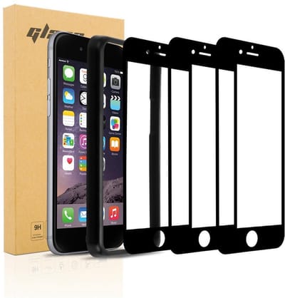 Cadorabo 3x Volledig scherm pantserfolie geschikt voor Apple iPhone 6 / 6S in TRANSPARANT met ZWART - Screenprotector Getemperd (Tempered) Display beschermend glas in 9H hardheid met 3D Touch met Installatiegids