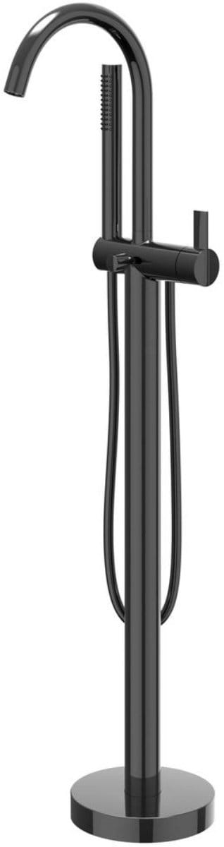 IVY Pact Badmengkraan vrijstaand met draaibare uitloop, slang 150cm en staafhanddouche Zwart chroom PVD