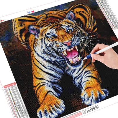 5D Diamond schilderij volledige ronde dier DIY Diamond Art borduurwerk tijger handgemaakt 30x30CM