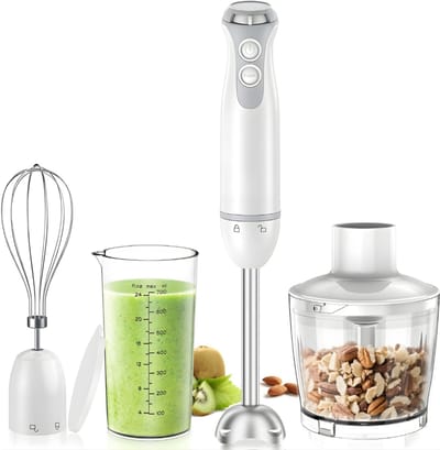 QIN® Staafmixer Set - Staafmixer Met Hakmolen - Hakmolen - Mixer Set - Wit - 18cm x 7cm x 39cm