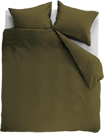Ambiante Cotton Uni dekbedovertrek - Effen - Tweepersoons - 200x200/220 cm - Olijfgroen