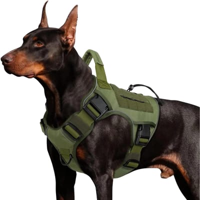Verstelbaar Anti-Trek Tactisch Hondentuig Met Handvat Reflecterend Militair Vest Voor Grote Honden Labrador (army green,M) legergroene kleur