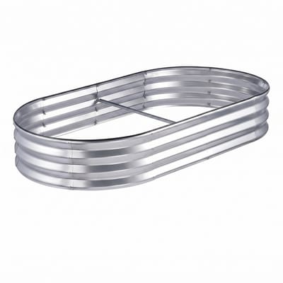 NordHaus Verhoogd Tuinbed - Plantenbak Buiten - Kweekbak - Roestbestendig Metaal - 182,5 x 92,5 x 28 cm Zilver