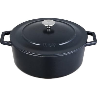 MOA Gietijzeren Braadpan - 7,2L Stoofpot - Voor Alle Warmtebronnen incl. Inductie - Met Deksel - Ø 30cm - Anti-Aanbaklaag - PFAS-vrij - Zwart
