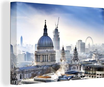 Canvas Schilderij De skyline van Londen met de St Paul's Cathedral - 120x80 cm - Wanddecoratie