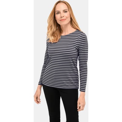 Meerkleurig gebreid, gestreept shirt - marine / grijs - Gr. 21 van Goldner Fashion