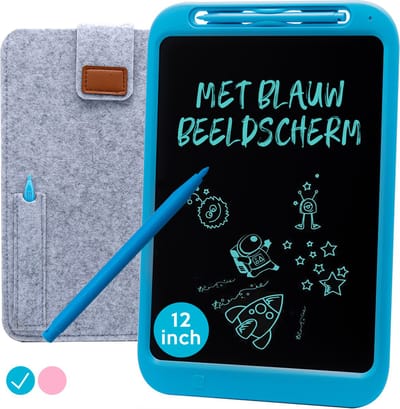 Tekentablet "Blauw" 12 inch - Educatief Speelgoed Jongen 3 Jaar - Kinderspeelgoed 4 Jaar - Tekenen - Kinderspeelgoed 5 Jaar - 6 Jaar - 7 Jaar - Leren Tekenen - Digitaal Notitieblok - Kinderspeelgoed 3 Jaar - Kadootjes - Cadeautjes - Kado - Jongens