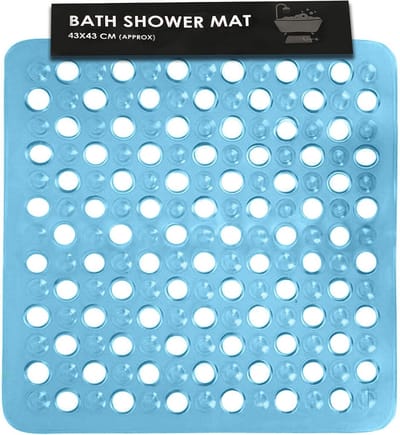 Vierkante Douchemat - Antislip Badmat - Veilig Douchen - Sterke Zuignappen - 43 x 43 cm - Blauw