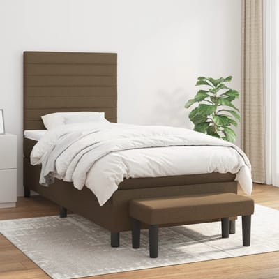 vidaXL - Boxspring - met - matras - stof - donkerbruin - 80x200 - cm