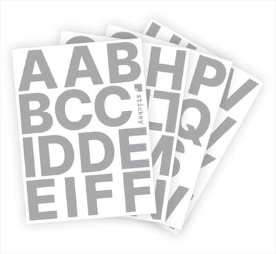 Letter stickers / Plakletters - Stickervellen Set - Metallic Zilver - 6cm hoog - Geschikt voor binnen en buiten - Standaard lettertype - Mat