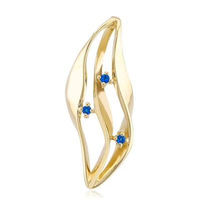 Cavill - Gouden Hanger - 9K Geel Goud - 3 Blauwe Haüynen Edelstenen 0,023 ct - Rondgeslepen - Elegant Luxe Sieraad 25x10 mm