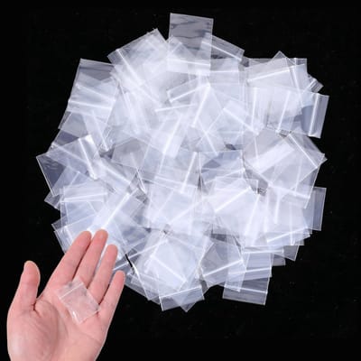 100 kleine plastic zakjes, 6 x 8 cm, kleine herbruikbare transparante ritszakjes voor ringen, oorbellen, snoep, theebladeren, bedels, pillen