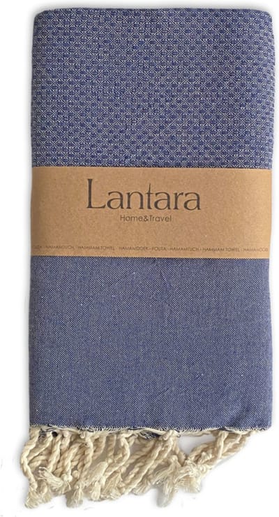 Lantara Hamamdoek Fouta - Donkerblauw - 100x200cm - Recycled katoen - EXTRA LANG