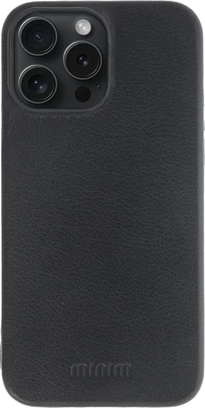 Minim Hoesje Echt Leer Geschikt voor Apple iPhone 15 Pro Max - Lederen Back Cover - Zwart