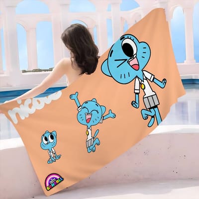 Het Geweldige Grappige W-Wereld Van Gumball Microvezel Bedrukte Strandlaken Berg Strand Zwemmen Rennen Absorberende Zachte Handdoek Cotton 30x30cm