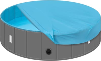 Hondenzwembad 120×30 cm – Opvouwbaar PVC Zwembad voor Honden en Katten met Afdekking en Afvoer – Draagbare Huisdieren Badkuip