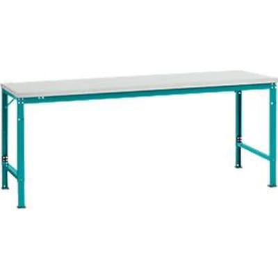 Manuflex basistafel UNIVERSAL Speciaal, 2000 x 1000 mm, melamine lichtgrijs, waterblauw