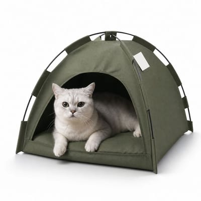 VHV - Kattentent - Opvouwbaar Huisdierbed met Koelkussen - 35 x 35 cm - Voor Katten