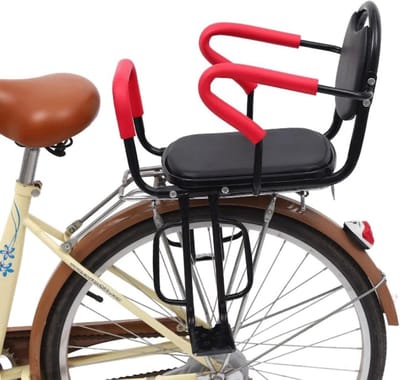 Kinderfietszitje Achter - Fietsstoel Peuter - Samen Fietsen - Veiligheidsgordels Inclusief - Max 50kg - Zwart Rood