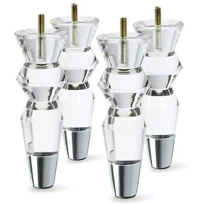 6.9inch Acryl Meubelpoten Vervanging Bankvoeten Kast Modern Helder Decor DIY Poten Taps Toelopend Stijl Set van 4 Chrome
