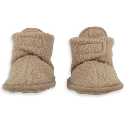 Newborn slofjes teddy - Beige - 0-3 maanden - Blijven goed aan - Warm