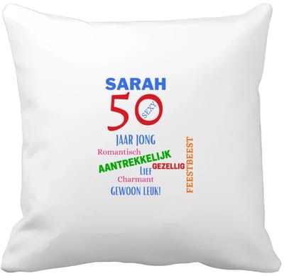 Akyol - sarah 50 Kussen hoes - Verjaardag cadeau - mama - grappige tekst - 40 bij 40 cm