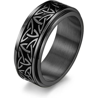 Vintage Ierse Viking Keltische Knoop Ringen Voor Mannen Vrouwen Viking Roestvrij Staal Spinner Fidgets Ringen Retro Rock Party Sieraden Cadeau 10 black
