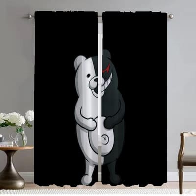 Keukengordijnen voor Woonkamer Gordijn Danganronpa - Monokuma Halloween Decoratie Scheidingswand Interieurgordijnen 2 Stuks W50xH70cmx2pcs-CL white