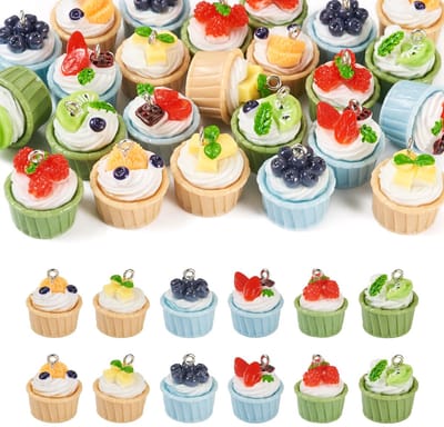 PandaHall Hangers, imitatie-voedsel, cake, brood, ijs, bedels van hars, sap, fruit, drinken, bubble thee, voor het maken van sieraden